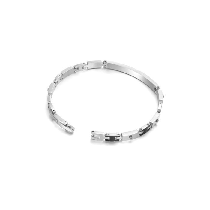 Bracelet Jonc Police Bond Homme Acier Inoxydable Argenté Bracelet Jonc Police Bond Homme Acier Inoxydable Argenté
