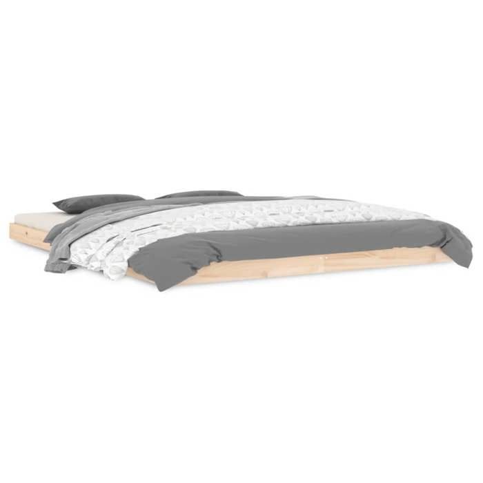 Lit 2 places - Cadre de lit/Lit Double Prix Bas - 160x200 cm bois massif de pin @63602