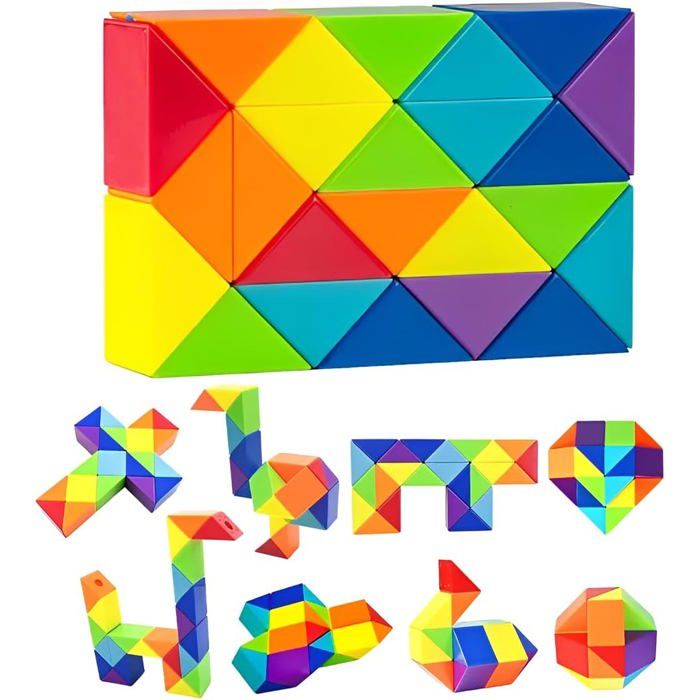 24 Pcs Mini Règle Magique Puzzle Cube Enfant Casse-Tête Mini Twist Puzzle Twisty Toy Pour Enfants Et Adultes Jouets Arc-en-Ciel