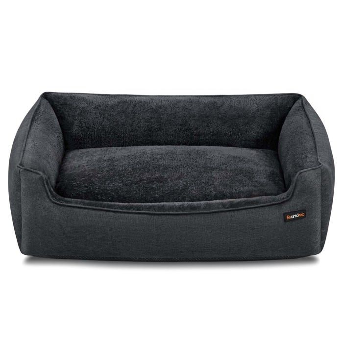 Panier pour Chiens en Tissu Façon Lin Bords Rehaussés Housse Amovible Lavable Taille XL 110 x 75 x 27 cm Gris Foncé Panier pour Chiens en Tissu Façon Lin Bords Rehaussés Housse Amovible Lavable Taille XL 110 x 75 x 27 cm Gris Foncé