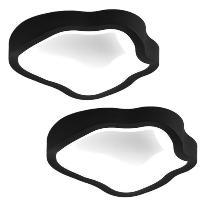 WOTTES Plafonnier LED Style Moderne - 12W Blanc froide IP54 Imperméable Lampe de Plafond Pour Salon Couloir - 2pcs Noir Ø20CM