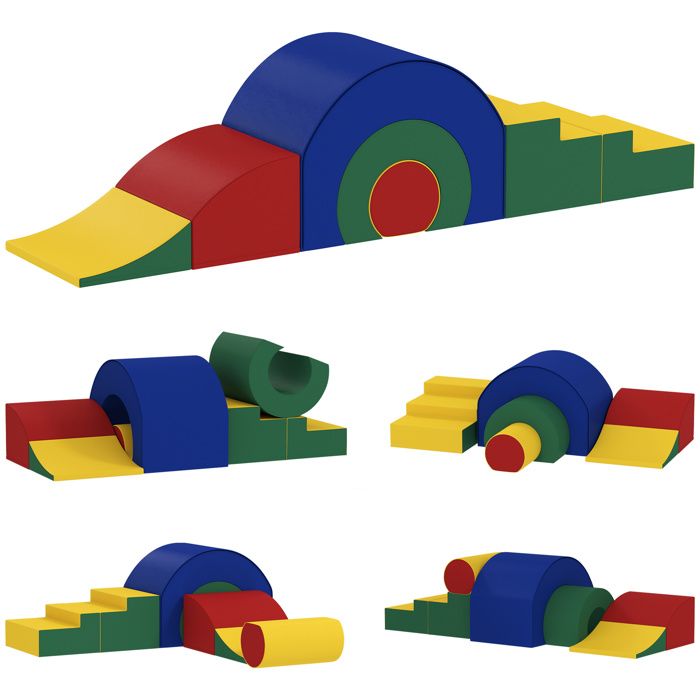 Parcours motricité enfants- jouets descalade - AIYAPLAY - modulable 5 briques géantes en mousse - 181 x 39 x 44 cm - multicolore