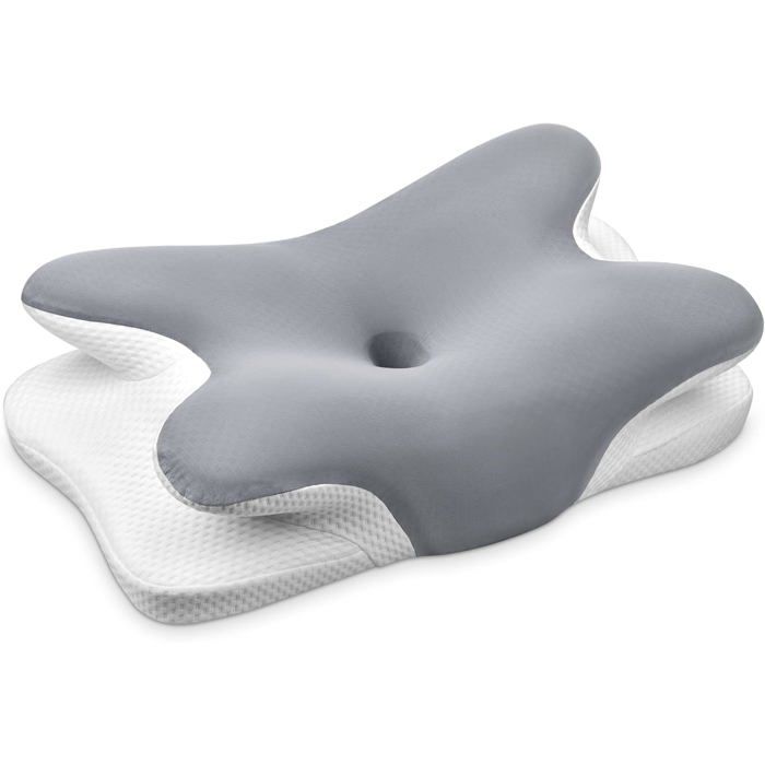 Oreiller Ergonomique Cervical Mémoire De Forme - 60x40 Cm, Double Hauteur (9/12 Cm), Housse Amovible