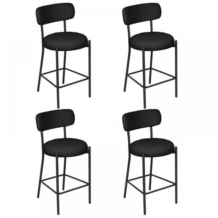 Lot de 4 chaises hautes salle à manger en polaire douce,idéal pour bars ...