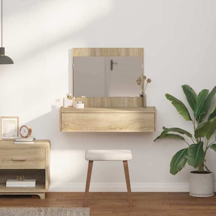 Black Week Coiffeuse pour Femmes - BURKE - Marron 83x40x70 cm - Bois dingénierie CC358