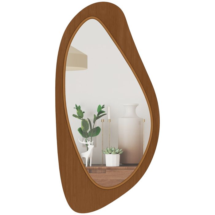 Miroir mural - HOMCOM - asymétrique - cadre en bois - 915 x 45 cm - effet bois naturel