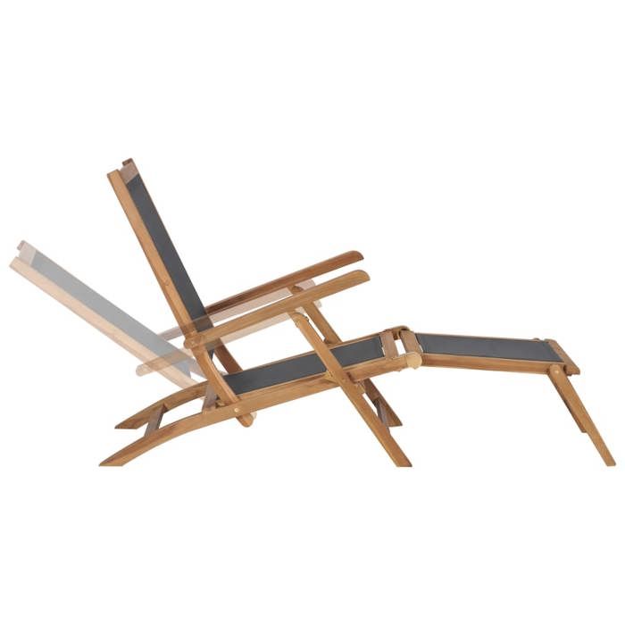 En PromotionChaise de terrasse avec repose-pied Bois de teck solide Noir 152x60x90cm 5758342
