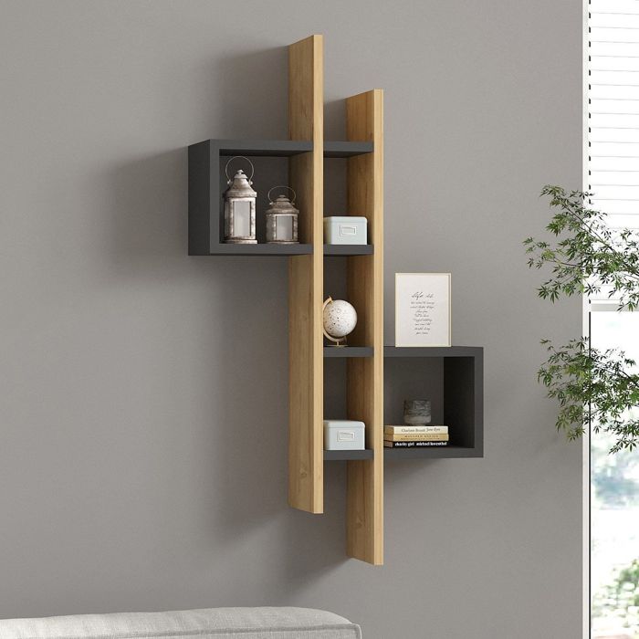 Étagère Cupello Dmora en bois mélaminé noir anthracite 54x20x108h cm Étagère Cupello Dmora en bois mélaminé noir anthracite 54x20x108h cm