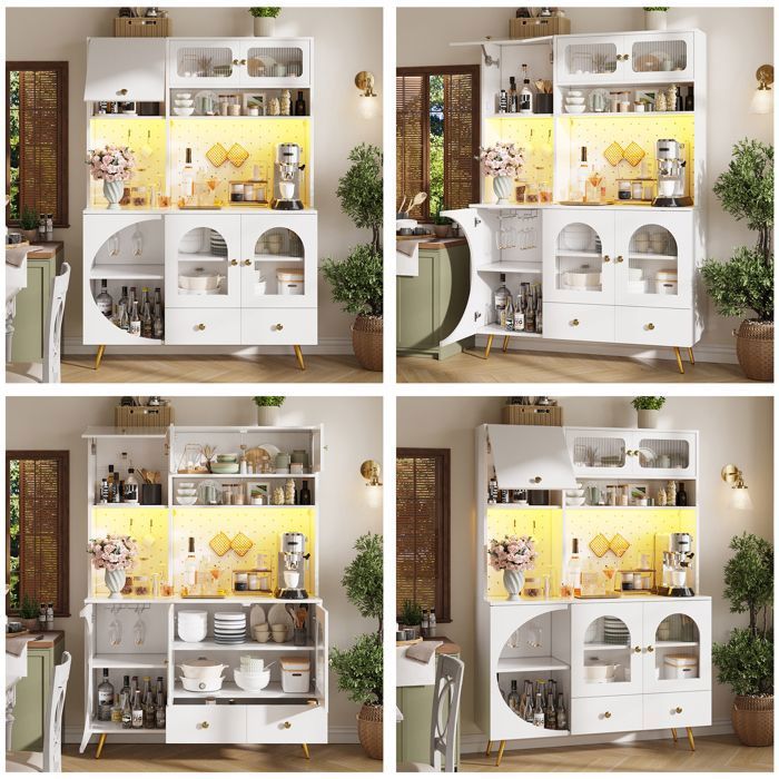 Armoire moderne avec éclairage LED Armoire de cuisine haut avec connexions USB et prises Armoire haut pour cuisine et salon Armoi