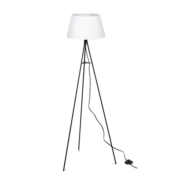 Lampadaire salon - ELC - lampe sur pied - Tissu textile - blanc noir