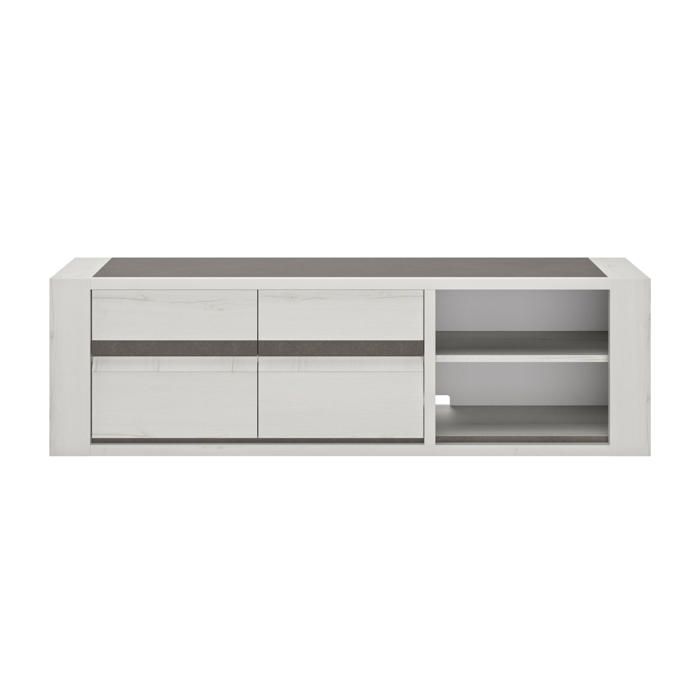 Meuble tv 2 portes effet bois chêne 190cm avec tablettes Meuble tv 2 portes effet bois chêne 190cm avec tablettes