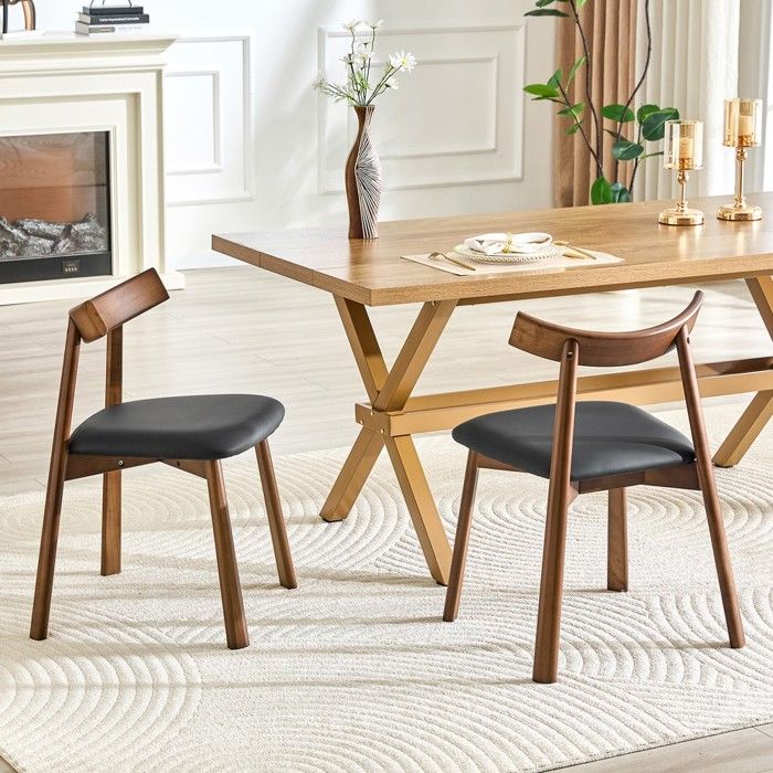 Lot 2 chaises salle à manger structure bois chaise cuisine rembourrée dossier ergonomique sans table Lot 2 chaises salle à manger structure bois chaise cuisine rembourrée dossier ergonomique sans table