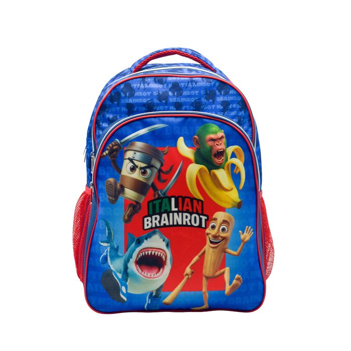 DAM Sac à dos Primaire Triple Compartiment Italian Brainrot. Intérieur entièrement doublé et personnalisé. Dossier rembourré