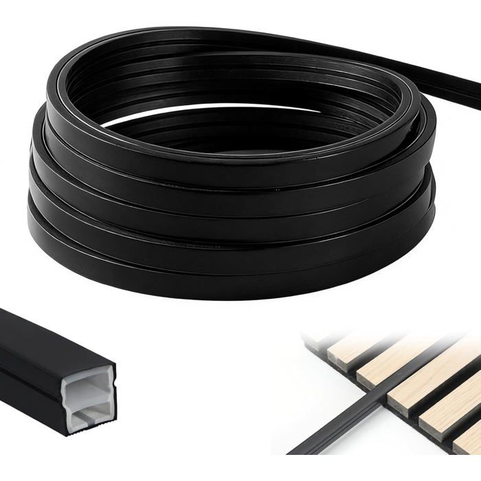 Profilé LED silicone flexible 5m pour ruban 8mm IP65 - diffusion 120° - éclairage encastré panneau acoustique