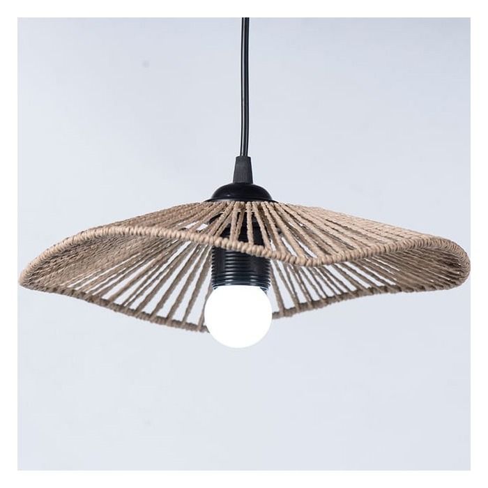 Suspension Luminaire en Rotin Naturel Jaune 30x5cm Vintage Élégant Abat-jour Plafonnier Décoration Salon Restaurant Maison