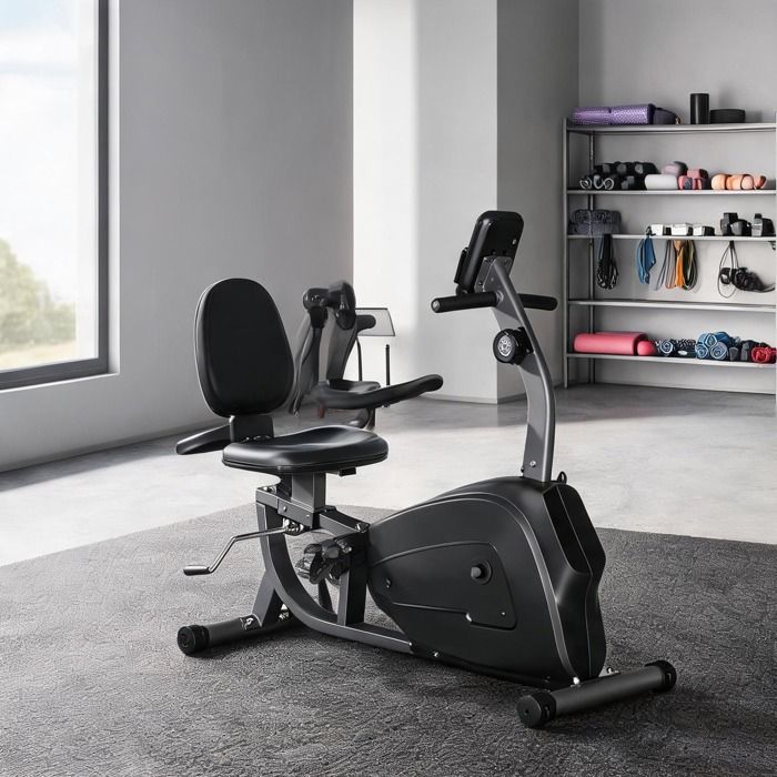 Vélo d’appartement semi-allongé magnétique à 8 niveaux siège réglable 4