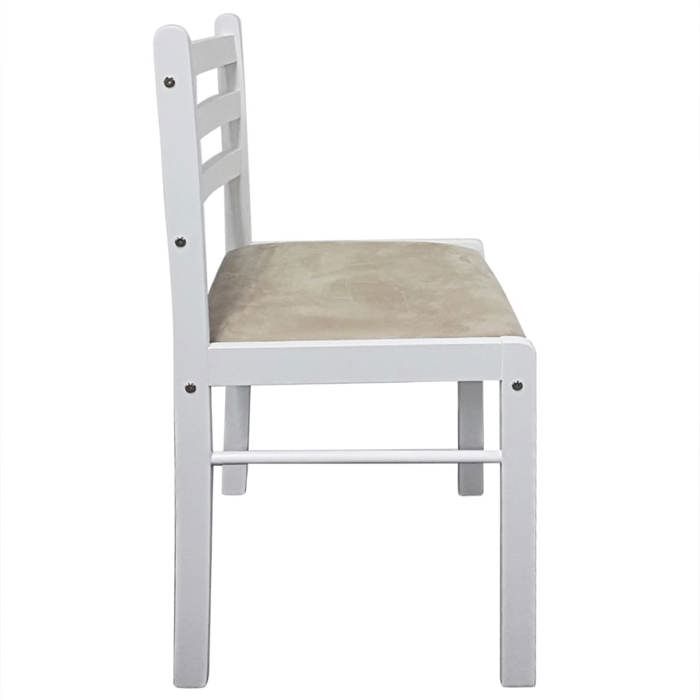 Chaises de salle à manger 2 pcs Blanc Hévéa solide et velours_2 ans garantie_25565