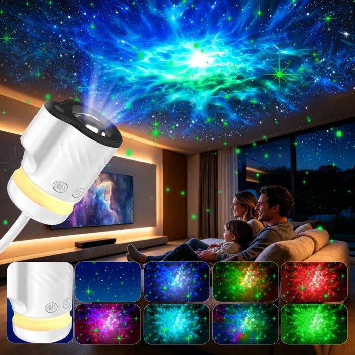 Projecteur de Galaxie Veilleuse Enfant Adulte 9 modes déclairage Lampe USB flexible Lumière ambiante Pour voiture chambre 1pc