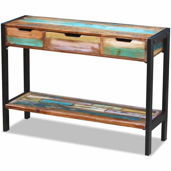 Multicolore Buffet 3 tiroirs Bois de récupération massif - Meuble Rangement LV26117