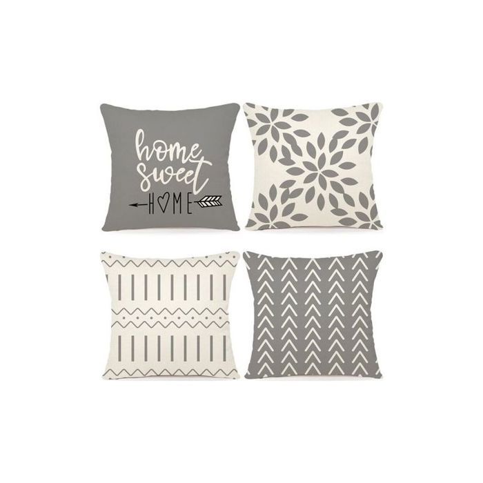 Lot de 4 Housse de Coussin Décoratif 45x45CM Canapé Taie doreiller Decoration Canapé Housses de Coussin en Lin dextérieur Housse