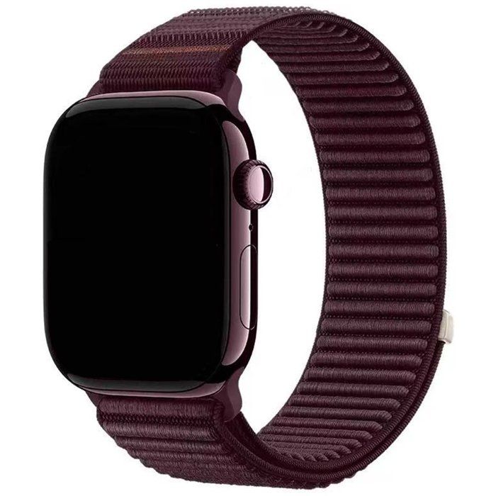 Stravo Bracelet montre nylon Wave Apple Watch 44/45/46/49mm Series 4-12 SE 1-3 Ultra 2-4 – Élastique côtelé – Bordeaux
