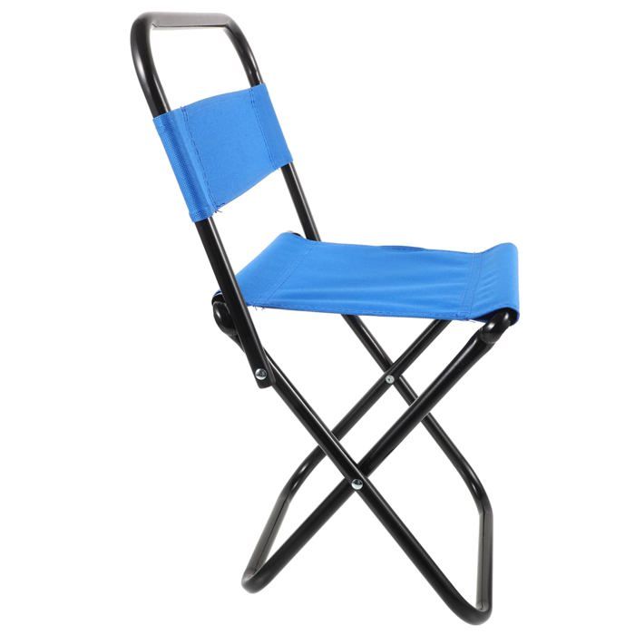 Chaise de Camping Pliante Compacte Chaise de Pêche Bleue en Métal et Tissu