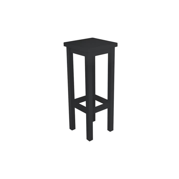 tabouret de bar droit bois - abc meubles - noir - hauteur 80 cm - bois massif - cuisine - contemporain