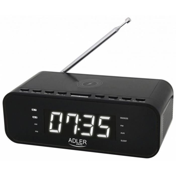Radio-réveil - ADLER - AD 1192b - Noir - Tuner analogique et numérique - Alarme et Snooze