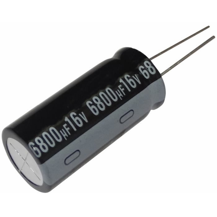 Aerzetix 2x Condensateur /électrolytique chimique 6800/µF /± 20/% 10V THT 105/°C 1000h /Ø16x25mm radial