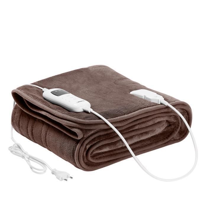 AREBOS Couverture chauffante 180x130 cm Lavable en Machine Arrêt Automatique minuterie 9 Niveaux de Chauffage Marron AREBOS Couverture chauffante 180x130 cm Lavable en Machine Arrêt Automatique minuterie 9 Niveaux de Chauffage Marron