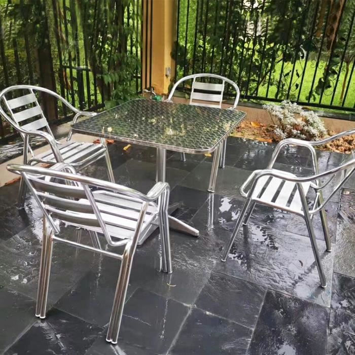 Table Haute en Aluminium Carré - YGONGMYL - 60x60x(70/110)cm - Pliable et Réglable en Hauteur