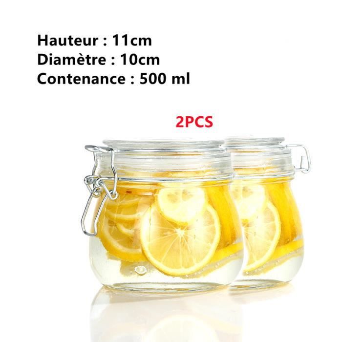 2 bocaux en verre scellés, bocaux en verre de 500 ml, bocaux d