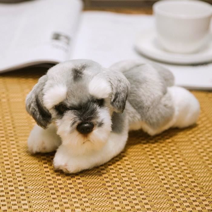 Schnauzer 24X16X13cm Peluche de chien Bichon Frise de haute qualite Jouet de chien en peluche coreen Chie Cdiscount Jeux Jouets