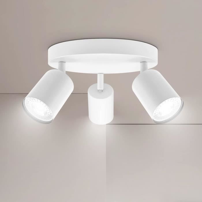 Plafonnier 3 Spots GU10 Orientables - Luminaire Moderne Pour Cuisine Et Salon
