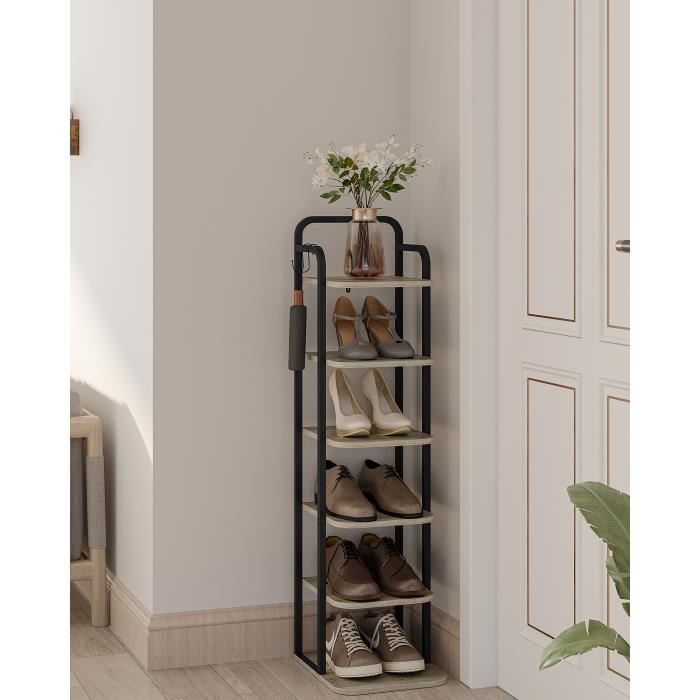Étagère à Chaussures 6 Niveaux En Métal - Rangement Pour 18 Paires, Réglable Et Robuste