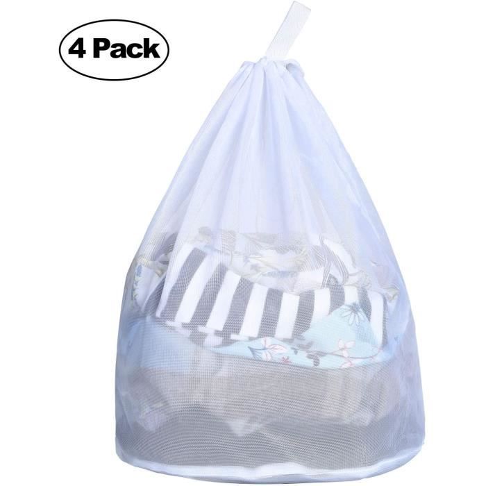 Sacs de lessive 4 cordons de cordon 3 couches de sac de lavage en filet de linge durable pour maillage,sacs de lessive pour le voyage,articles délicats soutien-gorge filet épais 
