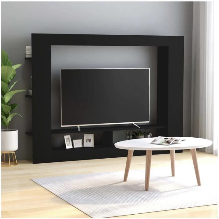 meuble tv noir 152x22x113 cm mode simple design pe