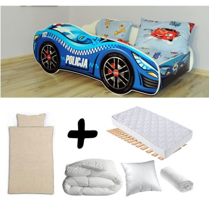 Pack Complet Lit Enfant Voiture Racing Police Lit Matelas Parure Couette Oreiller Cdiscount Puericulture Eveil Bebe