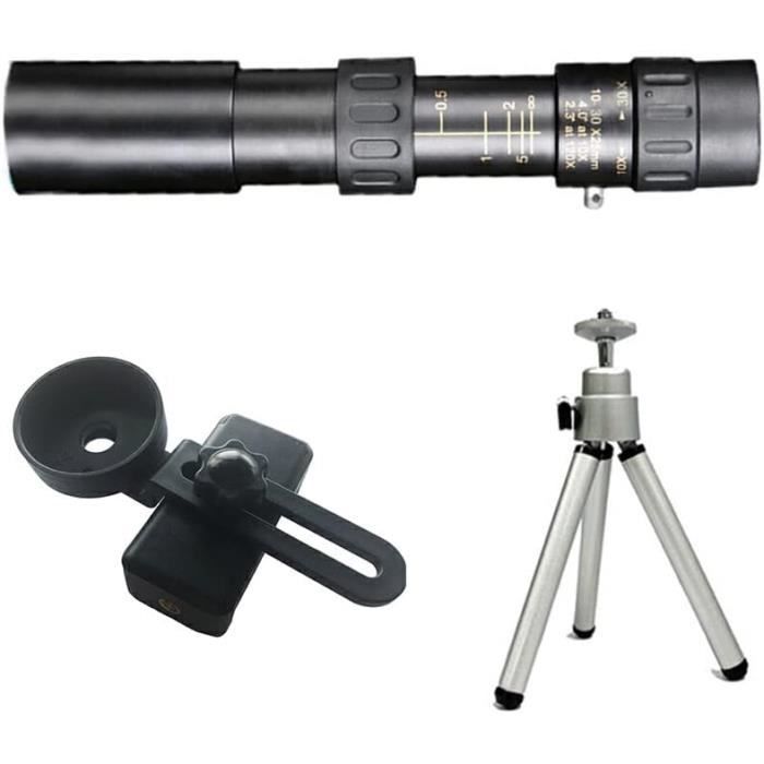 Monoculaire Zoom 10-300x Avec Vision Nocturne - Compatible Smartphone Pour Photo - Léger Et Portable Pour Randonnée, Chasse, Observation
