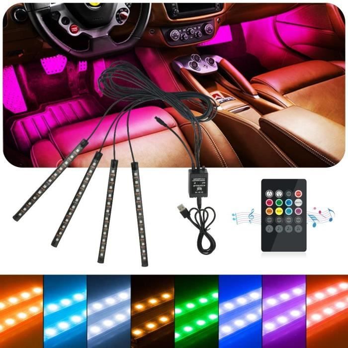 Bande LED pour intérieur de voiture multicolore et étanche- 48 LED