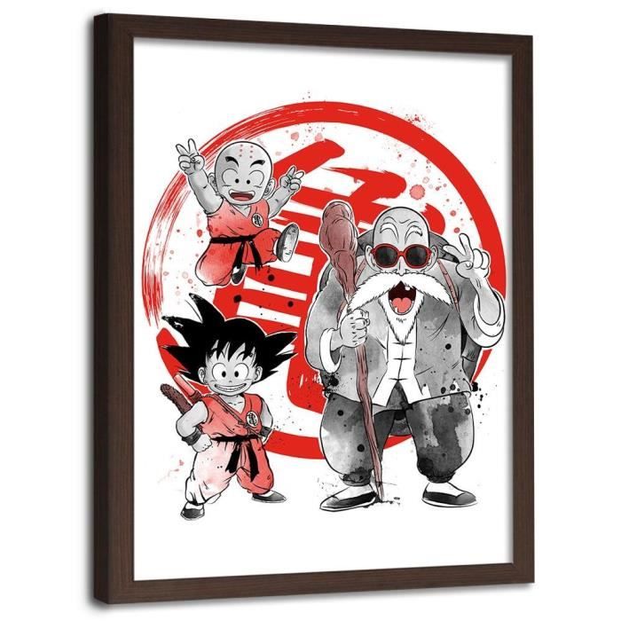 Poster dans un cadre noir Manga petits guerriers 50x70 cm