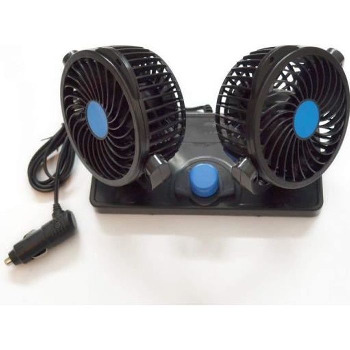 Ventilateur Voiture Double Tête Rotatif 360° USB - Refroidissement Siège Arrière Avec LED - 3 Vitesses Pour Voiture Camion