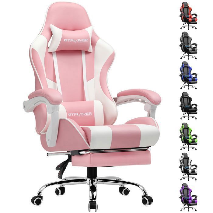 Chaise Gaming Repose Pieds Coussin Lombaire de Massage Fauteuil de Bureau Ergonomique avec Accoudoir Synchronisé - vue 2