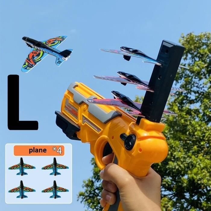 pistolet couleur l et avion 4 pièces grand avion lanceur bulle catapulte avec 6 petits avions, jouet d'avion
