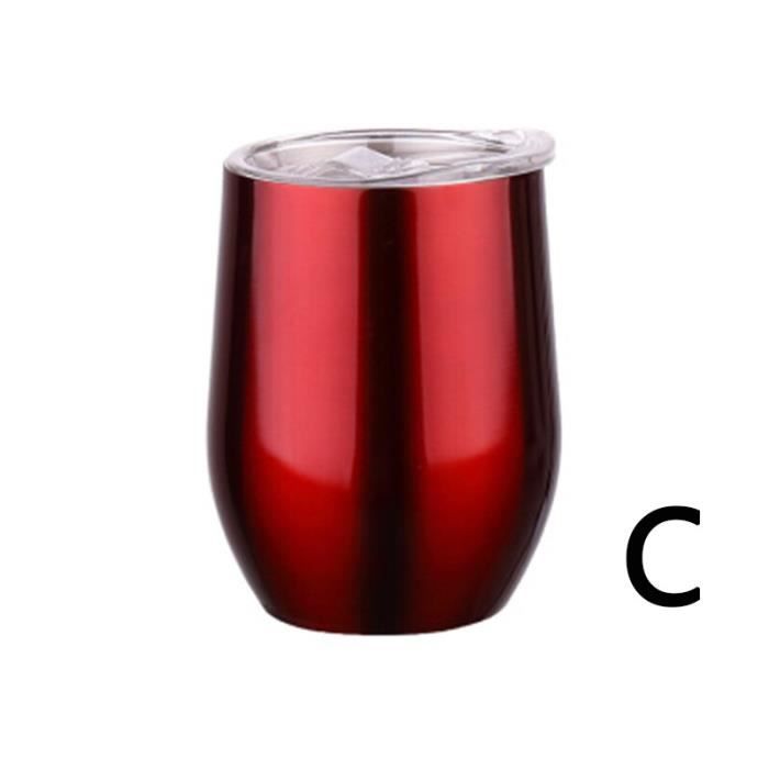 Verre À Vin En Acier Inoxydable - Avec Couvercle - Double Paroi Incassable - Pour Lait, Café