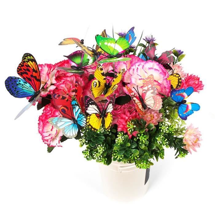 Lot De 20 Décorations De Jardin Papillon 3D Amovibles - Décoration De Jardin - Décoration Pour Bouquet De Fleurs, Jardinage, Fête, Intérieur Ou Extérieur