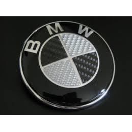 LOGO EMBLEME BMW CARBONE NOIR 82MM DIAMETRE NEUF CLIPSABLE