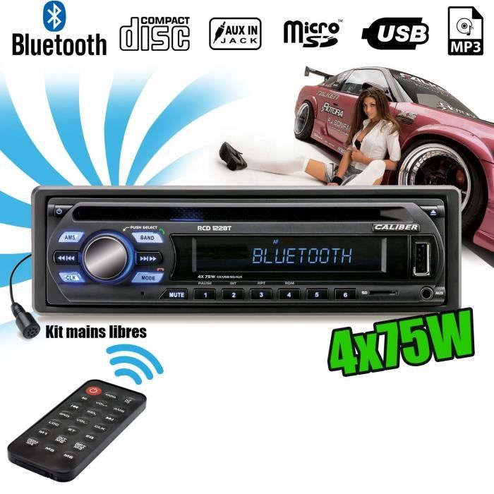 Autoradio Caliber RCD122BT 75W x 4 - Bluetooth - CD/RDS/USB/SD/MP3/AUX/FM - Télécommande