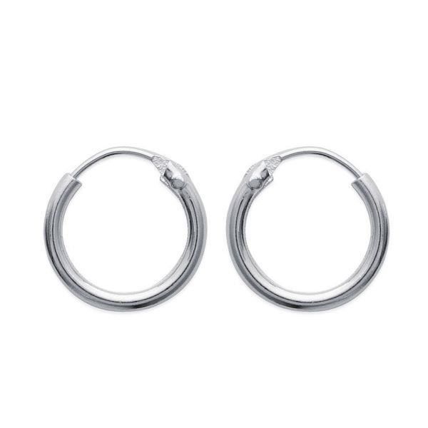 Boucles D'oreilles Créoles Argent Massif 925 14mm Avec Boule - Neuf Avec étiquettes