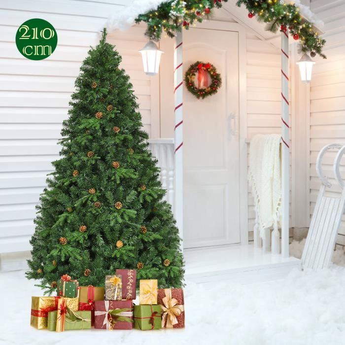 COSTWAY Sapin de Noël LED Artificiel- 210 cm Arbre de Noël - 925